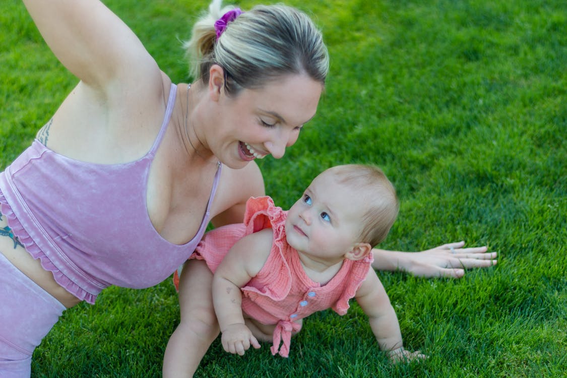 Mom exercising with baby